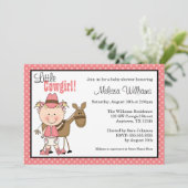 小さい女性のカーボーイの水玉模様のベビーシャワー招待状 招待状 (スタンド正面)