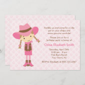 小さい女性のカーボーイの西部の誕生会 招待状 (正面/裏面)