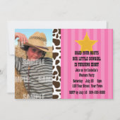 小さい女性のカーボーイの誕生会 招待状 (正面)