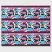 小さい女性のカーボーイの連続した馬のハッピーバースデー ラッピングペーパー (フラット)