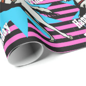 小さい女性のカーボーイの連続した馬のハッピーバースデー ラッピングペーパー (ロールコーナー)