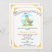 小さい子ガモ|の性はベビーシャワーを明らかにします 招待状 (正面/裏面)