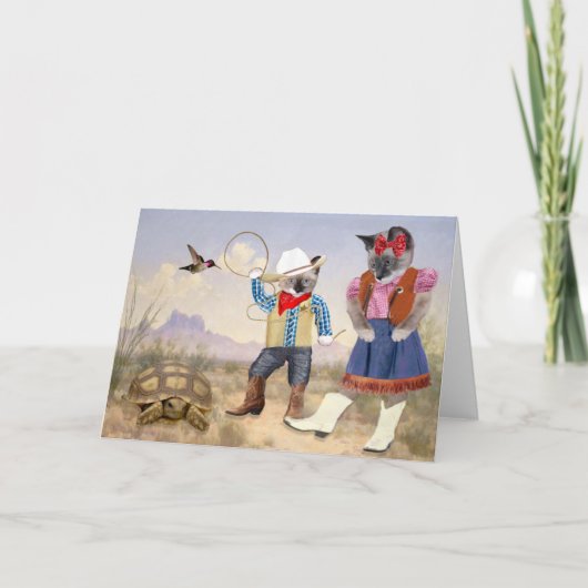 小さい子ネコのカウボーイの挨拶状 カード (正面)