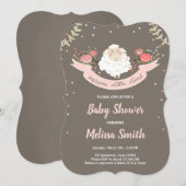 小さい子ヒツジのベビーシャワーの招待状のピンクの春 招待状 (正面/裏面)