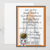 小さい宇宙飛行士及び宇宙船の誕生日 招待状 (正面/裏面)