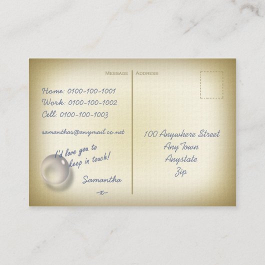 小さい幼児の小型郵便はがきのプロフィールカード 名刺 (裏面)