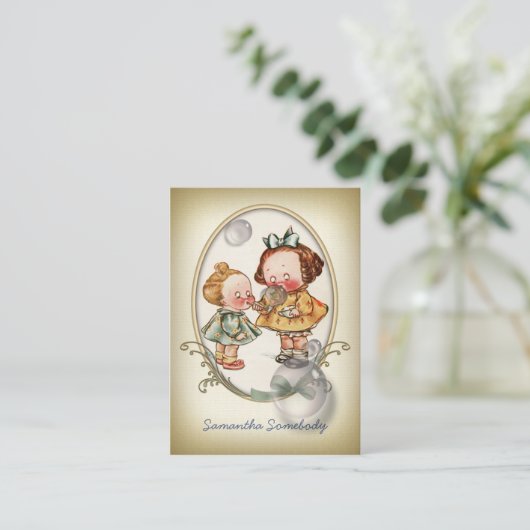 小さい幼児の小型郵便はがきのプロフィールカード 名刺 (スタンド正面)