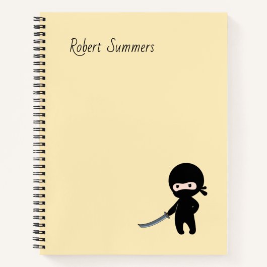 小さい怒忍者名前をカスタムするオンイエロー ノートブック (正面)