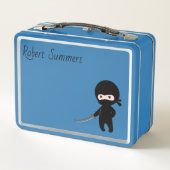 小さい怒忍者名前をカスタムするオンブルー メタルランチボックス (裏面)