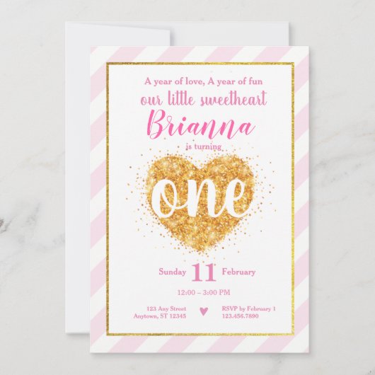 小さい恋人のバレンタインの最初誕生日の招待 招待状 (正面)