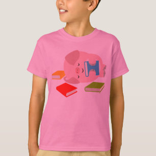 小さい愛書家(漫画のブタ)の子供のTシャツ Tシャツ