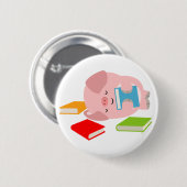 小さい愛書家(漫画のブタ)ボタンのバッジ 缶バッジ (正面&裏面)