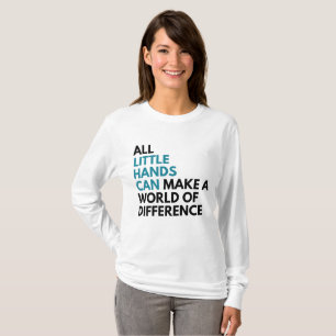 小さい手は女性の2味方された長袖のワイシャツを缶詰にします Tシャツ