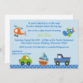 小さい旅行の交通機関のベビーシャワー招待状 招待状 (正面/裏面)