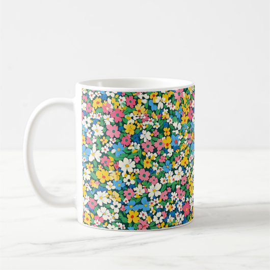 小さい春の花パターン コーヒーマグカップ (左)