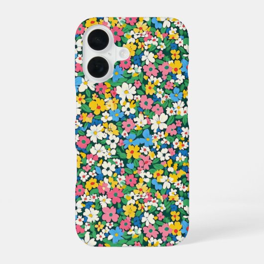小さい春の花パターン iPhone 16ケース (裏面)
