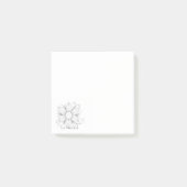 小さい正方形のグレースケールフラワーロゴ ポストイット (正面)