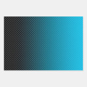 小さい水玉模様の青いグラデーション ラッピングペーパーシート (正面)
