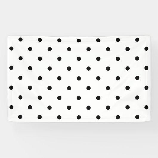 小さい水玉模様パターン: 黒及び白 横断幕 (横)