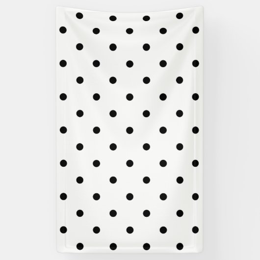 小さい水玉模様パターン: 黒及び白 横断幕 (縦)