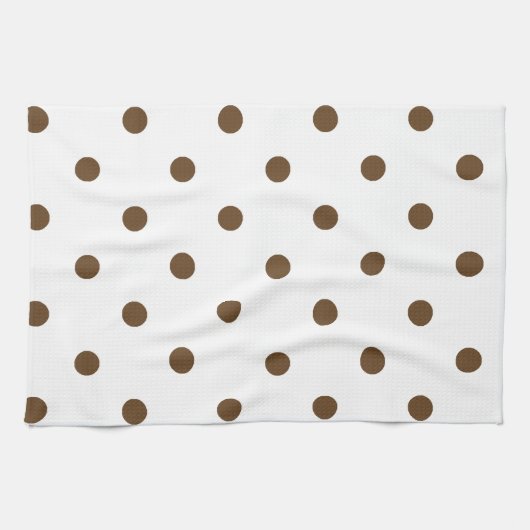 小さい水玉模様-白の焦茶 キッチンタオル (横)