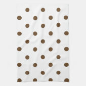 小さい水玉模様-白の焦茶 キッチンタオル (縦)