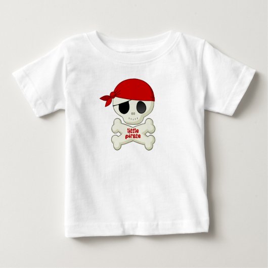 小さい海賊どくろ印の子供のTシャツ ベビーTシャツ (正面)