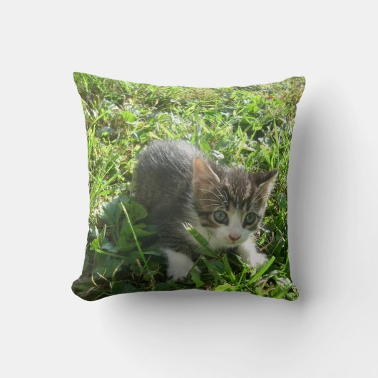 小さい灰色の男の子 クッション (正面)