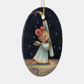 小さい炎-かわいいクリスマスの天使のマウスの芸術 セラミックオーナメント (右)