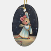 小さい炎-かわいいクリスマスの天使のマウスの芸術 セラミックオーナメント (左)