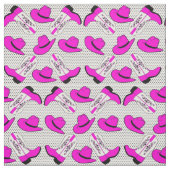 小さい点の背景のピンクのカウボーイ・ブーツの帽子 ファブリック (見本)