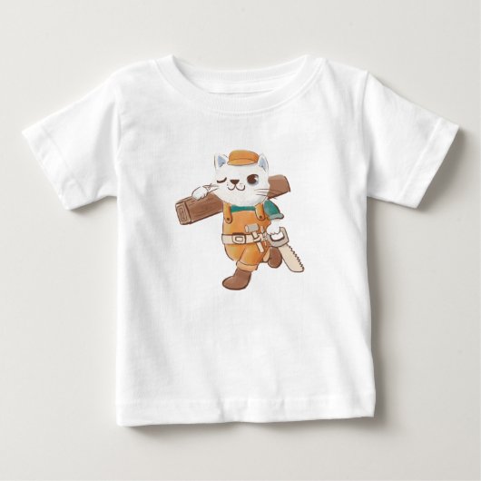 小さい猫のTシャツ:) ベビーTシャツ (正面)