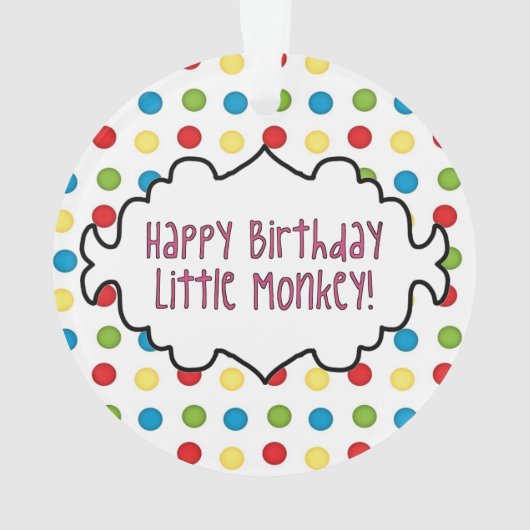 小さい猿のハッピーバースデーのオーナメント オーナメント (裏面)