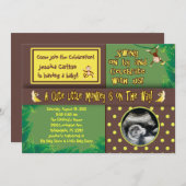 小さい猿のベビーシャワーの招待状 招待状 (正面/裏面)