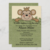 小さい猿のベビーシャワーの招待状 招待状 (正面/裏面)