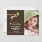 小さい猿の女の赤ちゃんの誕生の写真の発表 招待状 (正面)