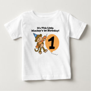 小さい猿の最初誕生日 ベビーTシャツ