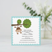 小さい猿の男の子のベビーシャワーの招待状 招待状 (スタンド正面)