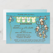 小さい猿の男の赤ちゃんのシャワーの招待状 招待状 (正面/裏面)