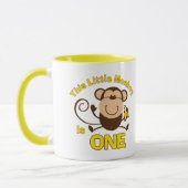 小さい猿の第1誕生日の男の子のマグ マグカップ (左)