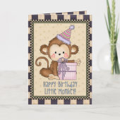 小さい猿の誕生日の挨拶状 カード (正面)