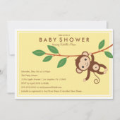 小さい猿-黄色|のベビーシャワーの招待 招待状 (正面)
