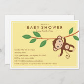 小さい猿-黄色|のベビーシャワーの招待 招待状 (正面/裏面)