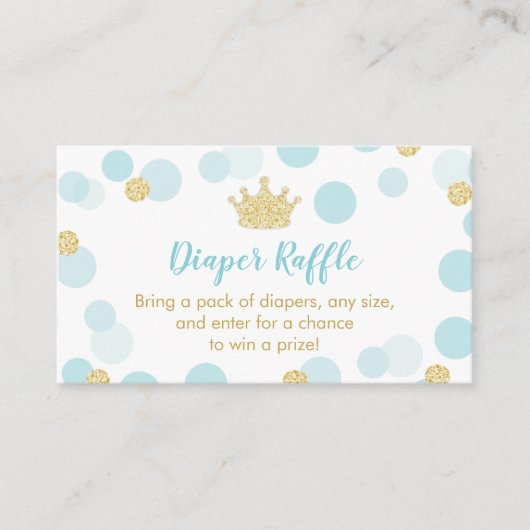小さい王子ベビーシャワーのおむつのラッフルのチケット エンクロージャーカード (正面)