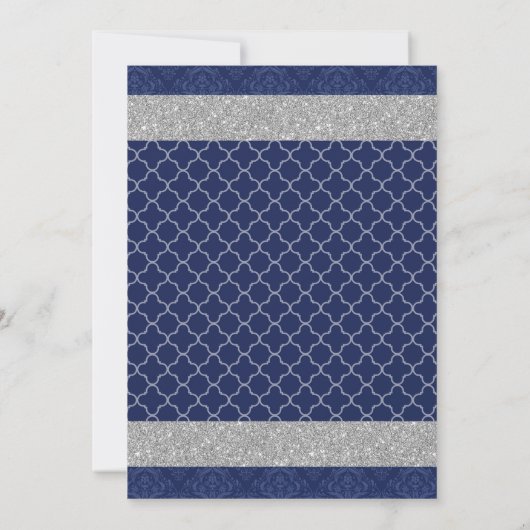 小さい王子ロイヤルブルーおよび銀製の男の子の誕生日 招待状 (裏面)