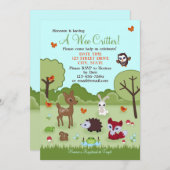 小さい生き物の森林動物のシャワーの招待状 招待状 (正面/裏面)