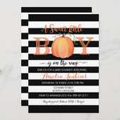 小さい男の子のカボチャ秋のベビーシャワーの招待状 招待状 (正面/裏面)