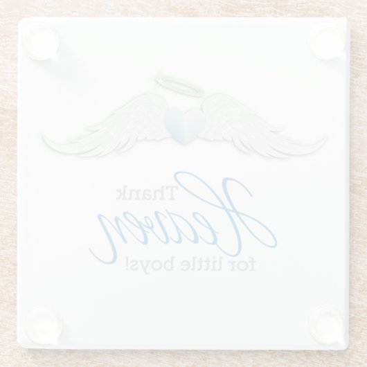 小さい男の子のコースターのために天国を感謝していして下さい ガラスコースター (裏面)