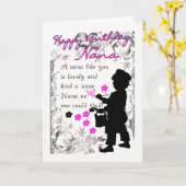 小さい男の子のシルエットが付いているナナのバースデー・カード カード (黄色い花)