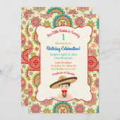 小さい男の子のスペインのなメキシコソンブレロのカラフル 招待状 (正面/裏面)